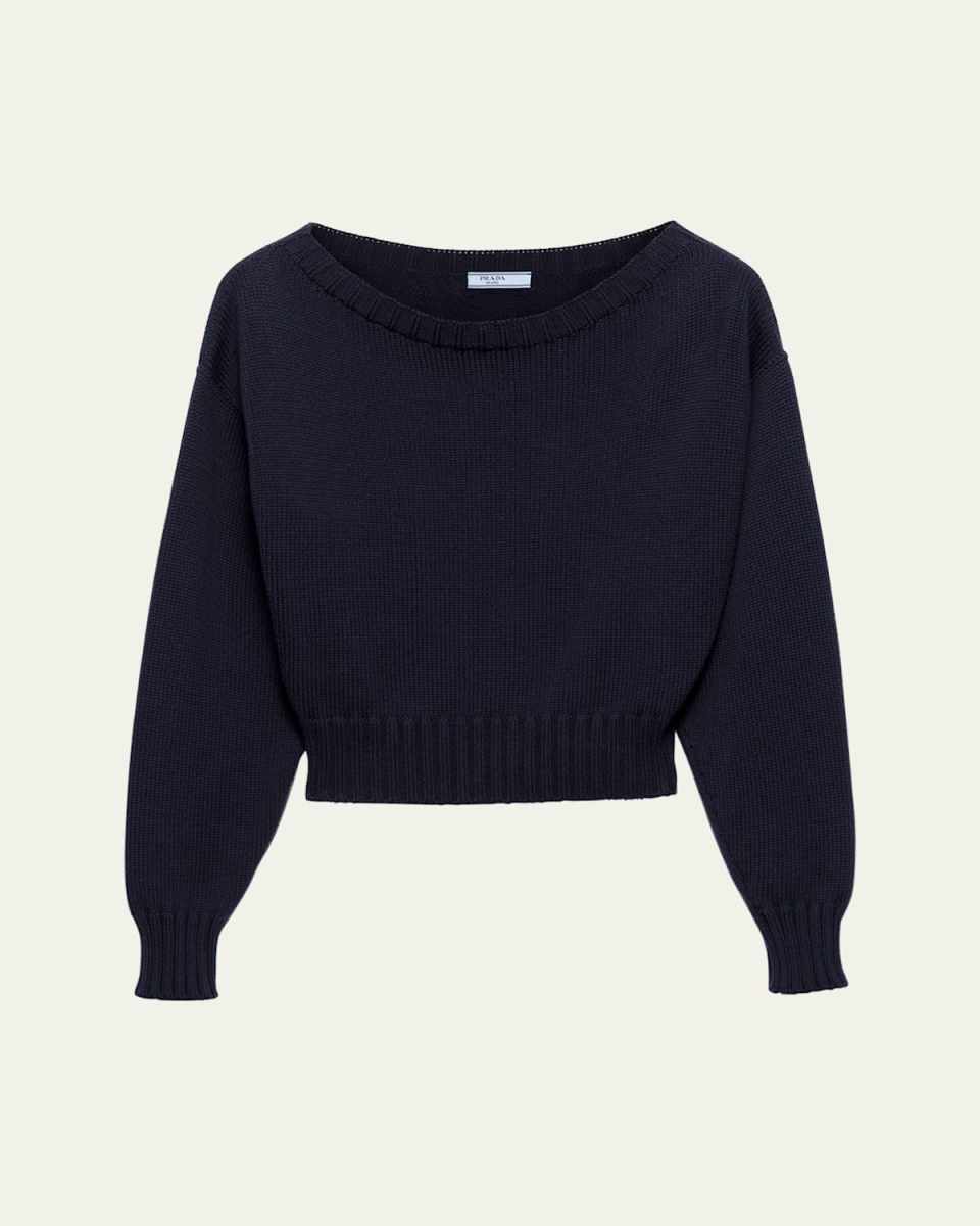 Boat Neck Knit Balloon Sweater
